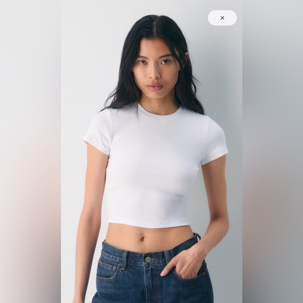 Aritzia TNA Homestretch Waist Tee in White